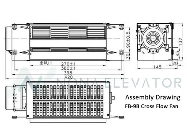 Elevator Cross Flow Fan FB-9B Replacement Fan for Elevator Maintenance